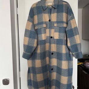 ISABEL MARANT Plaid Blue and Cream Women's Coat